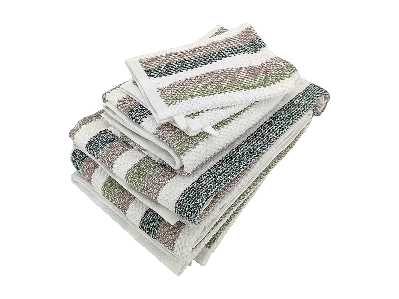 Parure de bain 5 pièces coton collection VISTA blanc vert