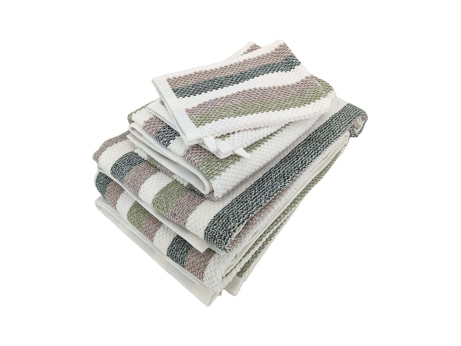 Parure de bain 5 pièces coton collection VISTA blanc vert