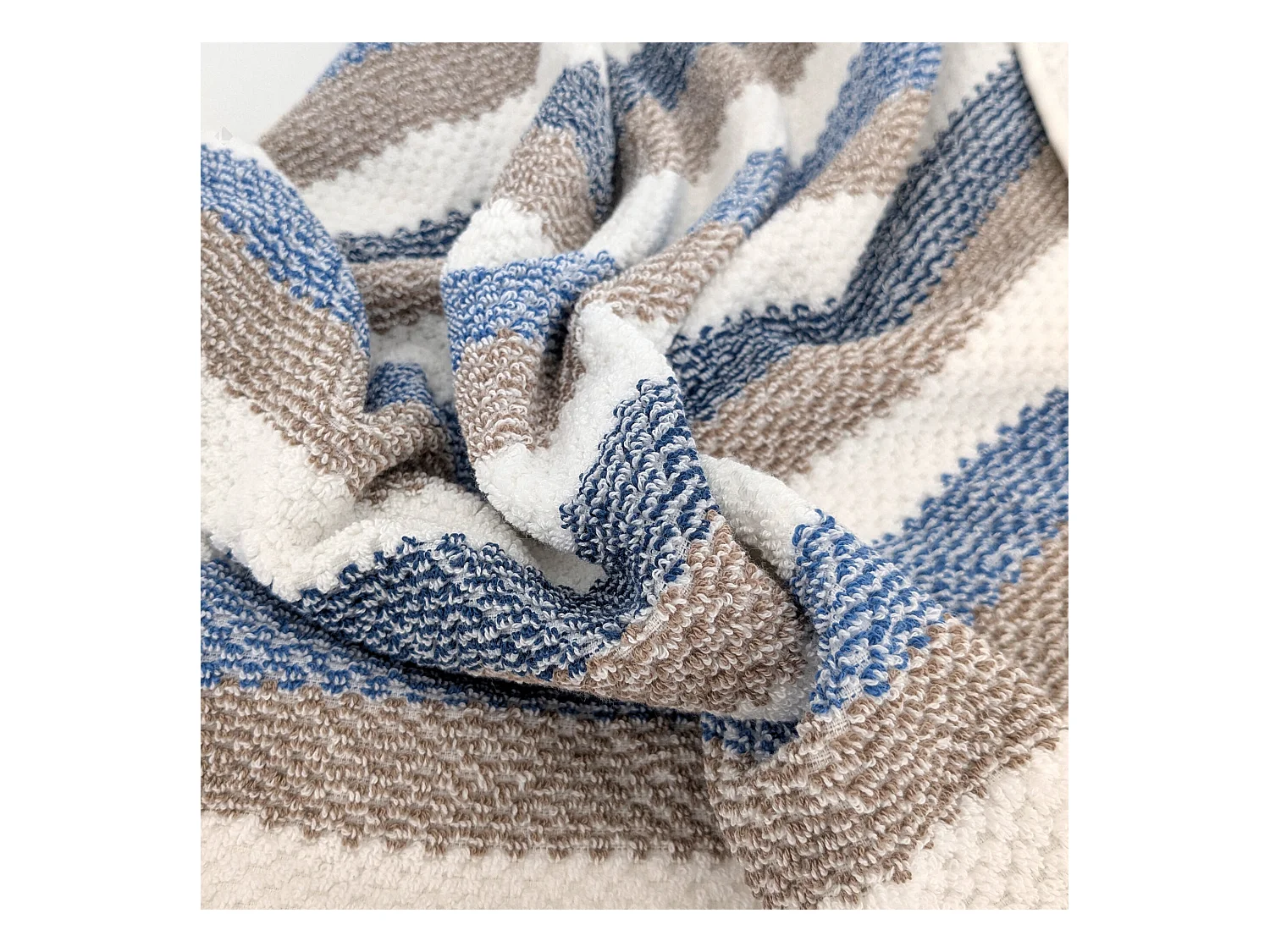 Parure de bain 5 pièces coton collection VISTA blanc bleu