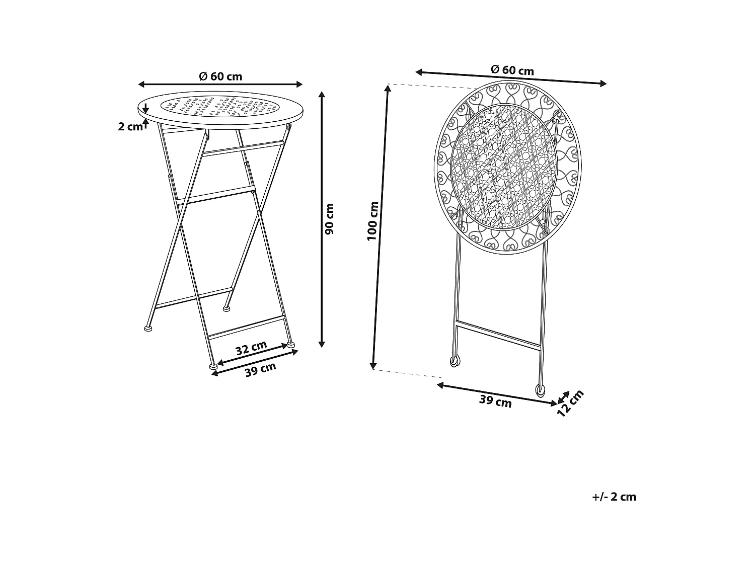 Stolik ogrodowy barowy TRIESTE 60 cm 60 cm Metal Jasnobeżowy