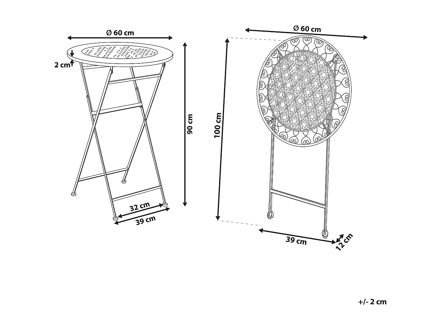 Table de bar de jardin TRIESTE 60 cm 60 cm Métal Beige clair
