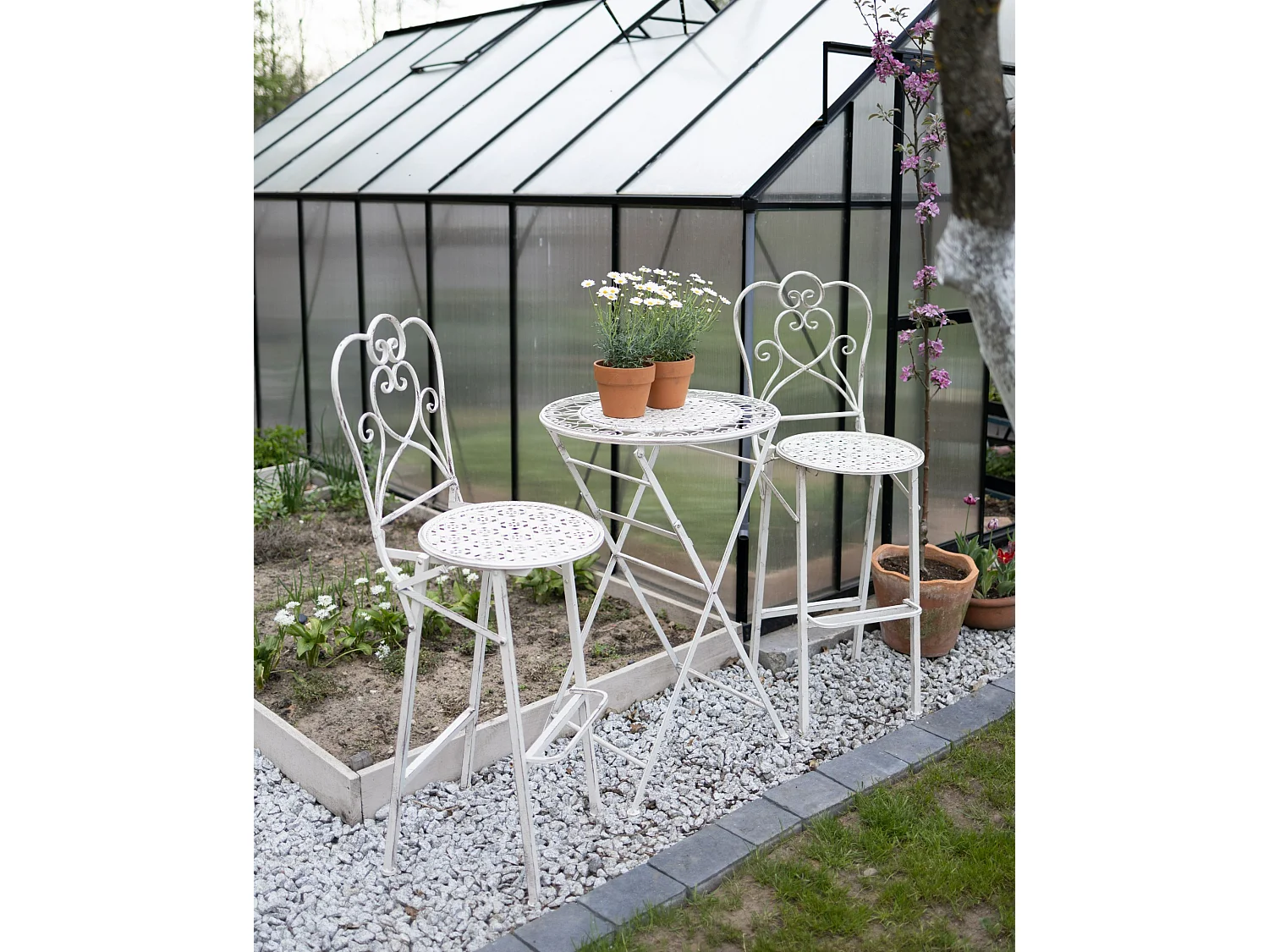 Mesa de bar de jardín TRIESTE 60 cm 60 cm Metal Beige claro