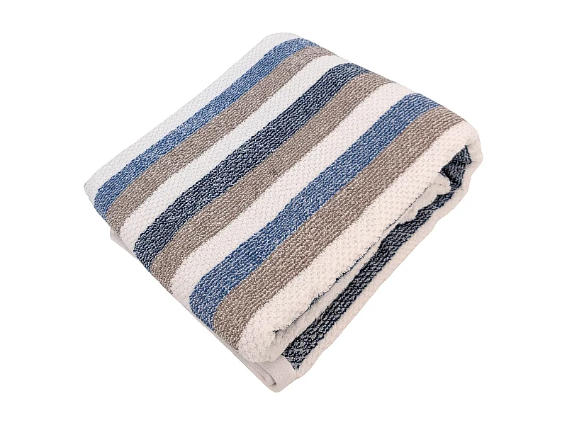 Drap de bain 100x150 cm pur coton collection VISTA blanc bleu