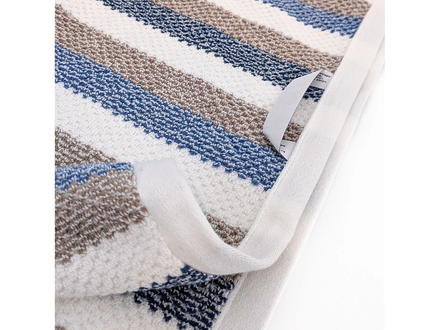 Drap de douche 70x140 cm pur coton collection VISTA blanc bleu