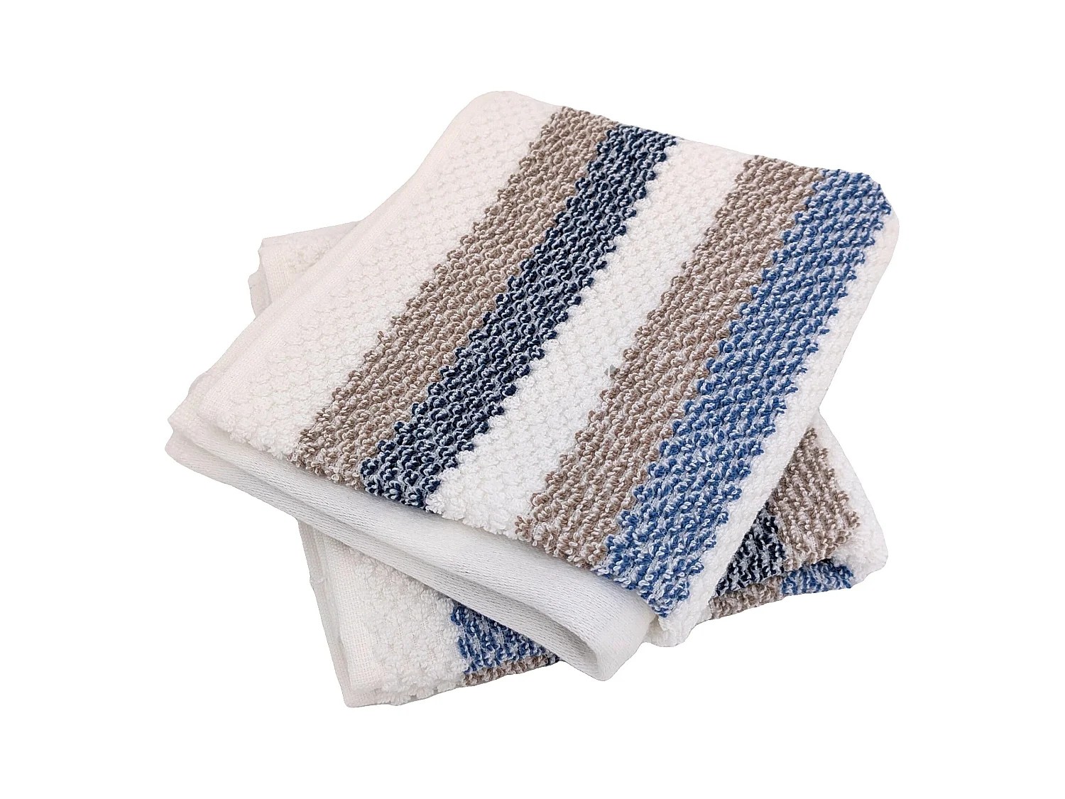 Lot de 2 serviettes invité 33x50 cm coton collection VISTA blanc bleu