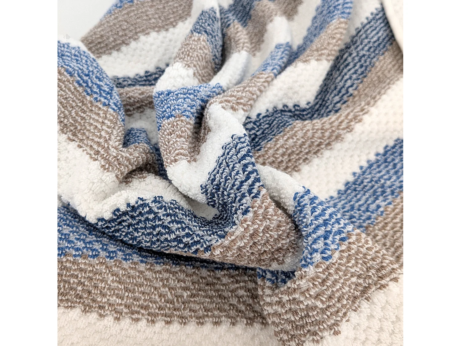 Lot de 2 serviettes invité 33x50 cm coton collection VISTA blanc bleu