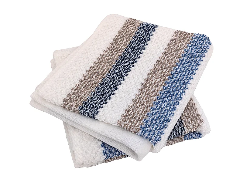 Lot de 2 serviettes invité 33x50 cm coton collection VISTA blanc bleu