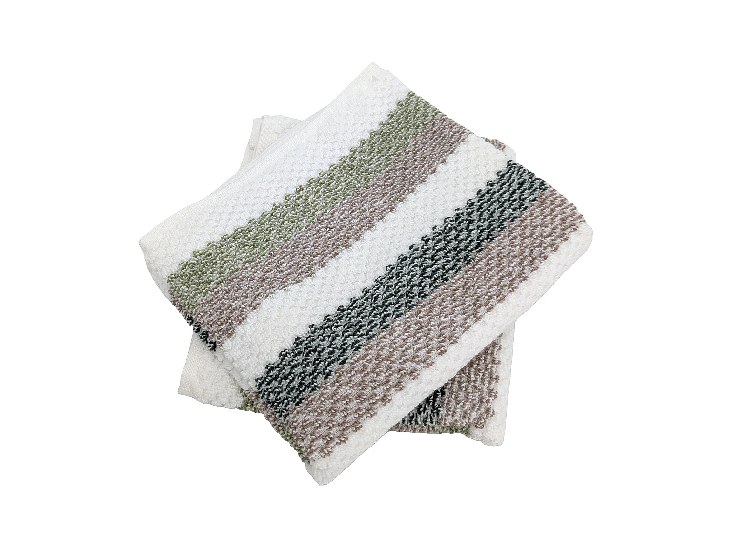 Lot de 2 serviettes invité 33x50 cm coton collection VISTA blanc vert