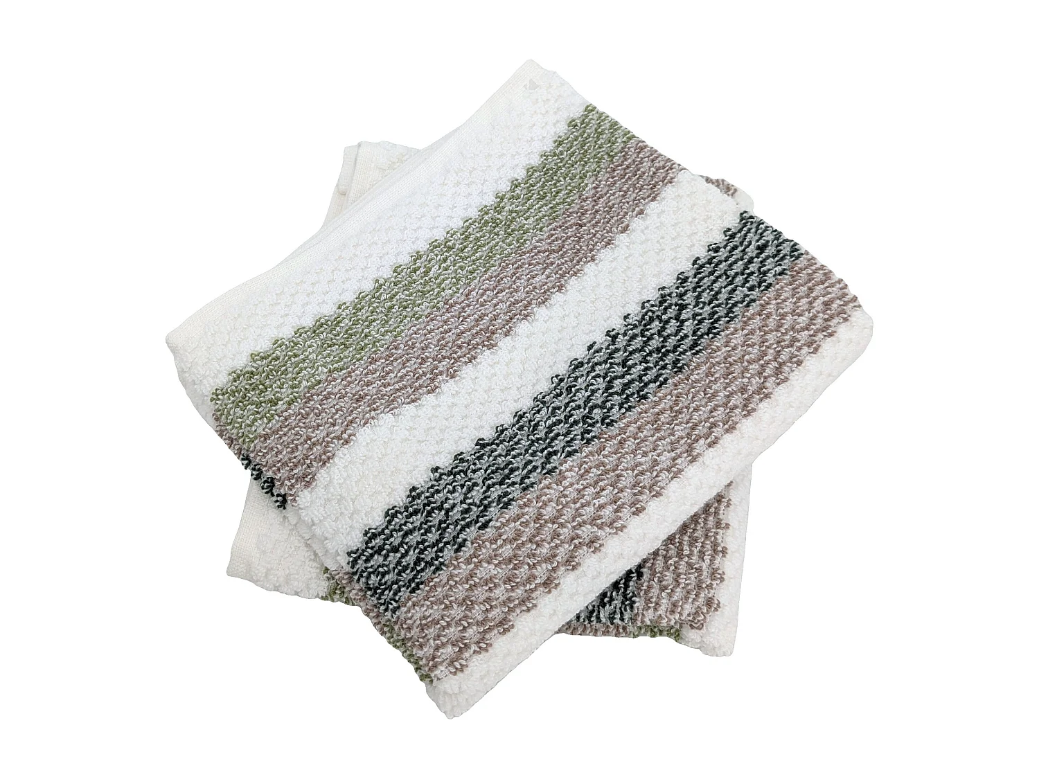 Lot de 2 serviettes invité 33x50 cm coton collection VISTA blanc vert