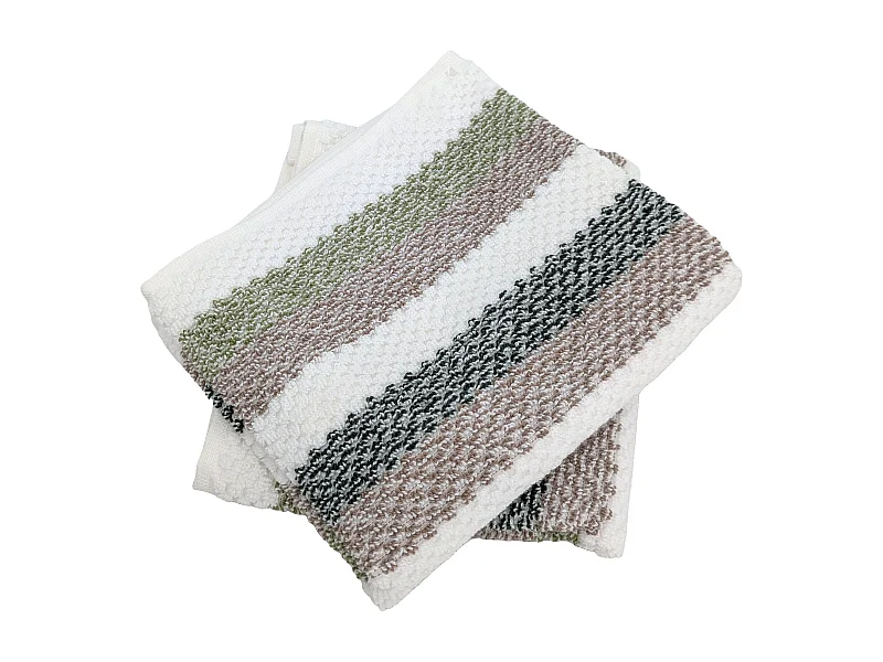 Lot de 2 serviettes invité 33x50 cm coton collection VISTA blanc vert