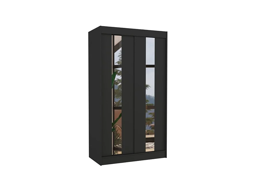 Armoire Dalton (120cm)/Portes coulissantes/Miroir/Noir
