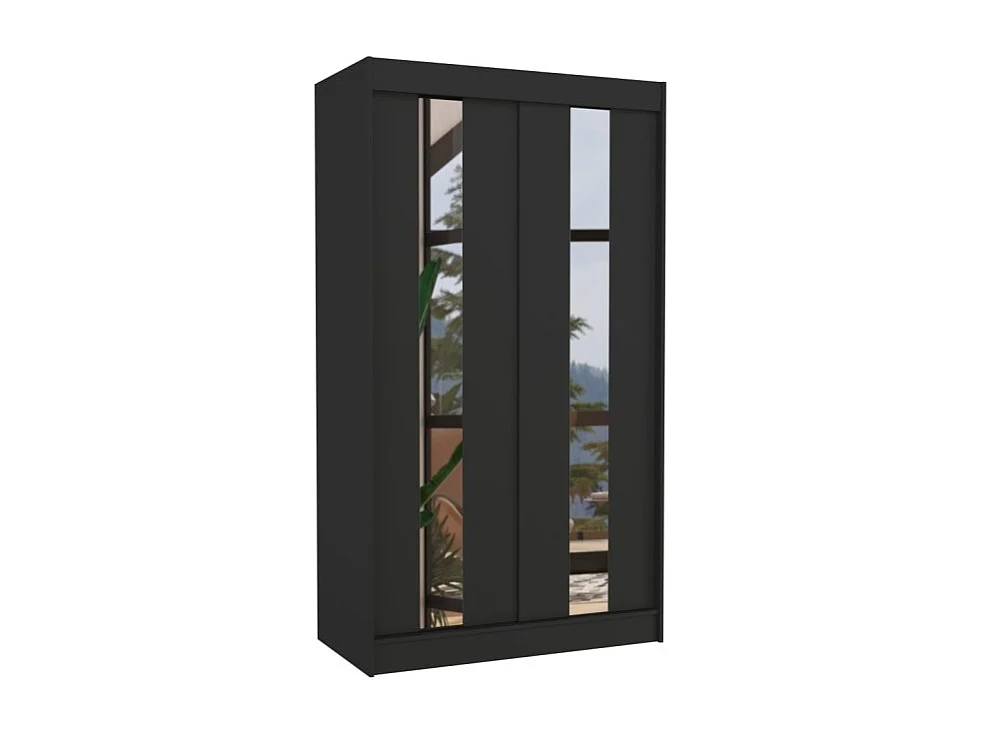 Armadio Dalton (120cm)/Ante scorrevoli/Specchio/Nero