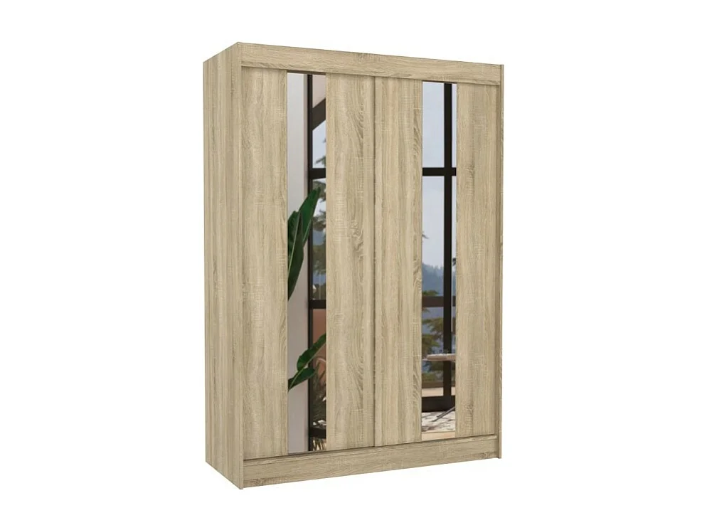 Armoire Dalton (150cm)/Portes coulissantes/Miroir/Marron