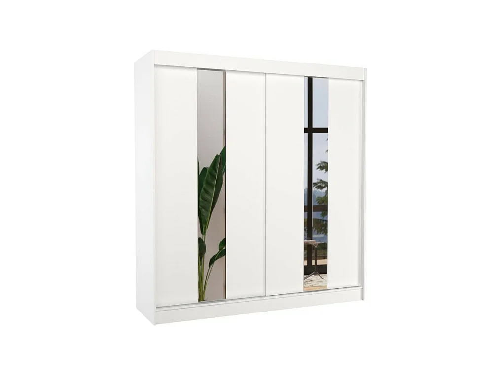 Armoire Dalton (200cm)/Portes coulissantes/Miroir/Blanc