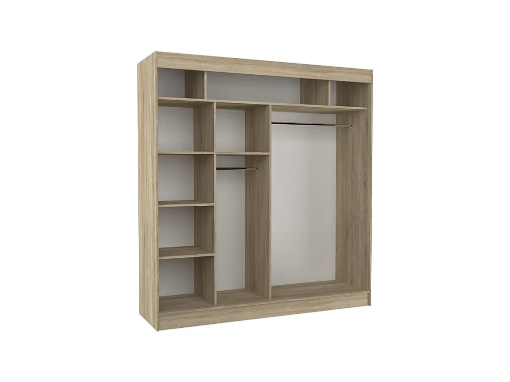 Armoire Dalton (200cm)/Portes coulissantes/Miroir/Marron
