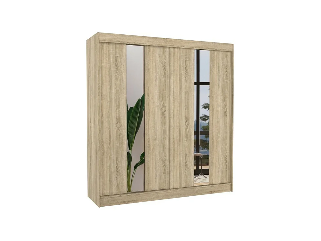 Armoire Dalton (200cm)/Portes coulissantes/Miroir/Marron