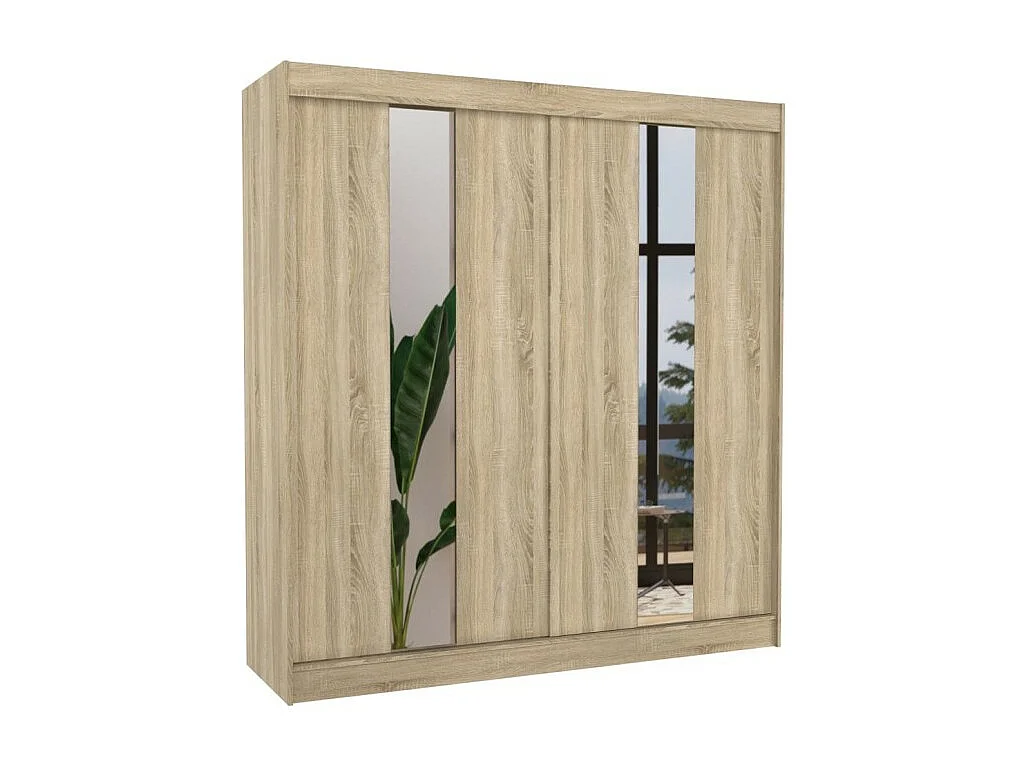 Armadio Dalton (200cm)/Ante scorrevoli/Specchio/Marrone