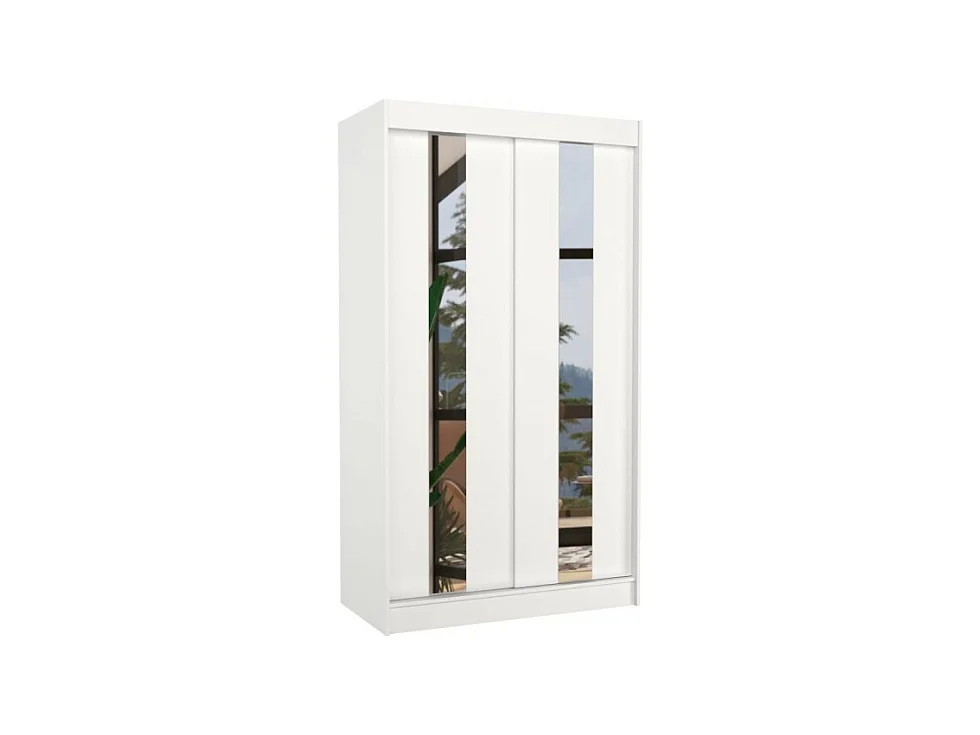 Armoire Dalton (120cm)/Portes coulissantes/Miroir/Blanc