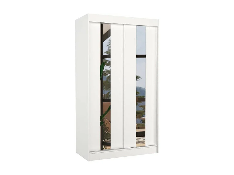 Armoire Dalton (120cm)/Portes coulissantes/Miroir/Blanc