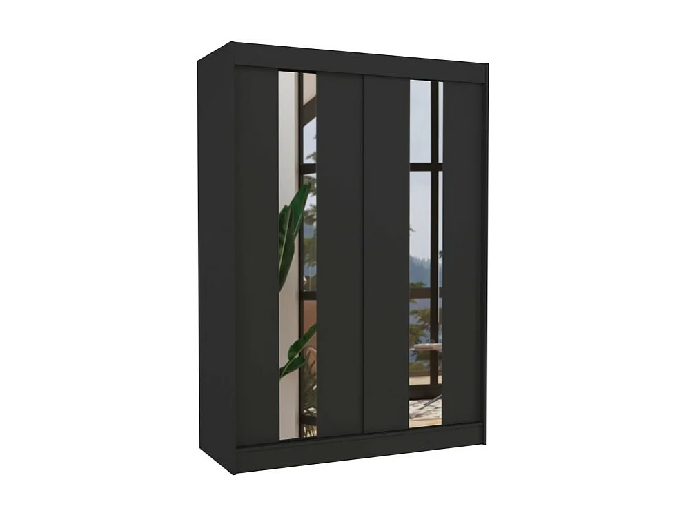 Kleiderschrank Dalton (150cm)/Schiebetüren/Spiegel/Schwarz