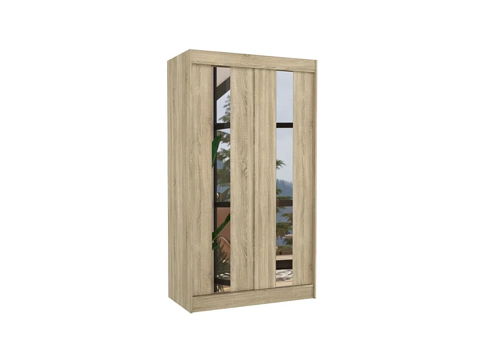 Armoire Dalton (120cm)/Portes coulissantes/Miroir/Marron