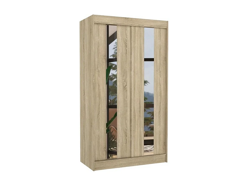 Armadio Dalton (120cm)/Ante scorrevoli/Specchio/Marrone