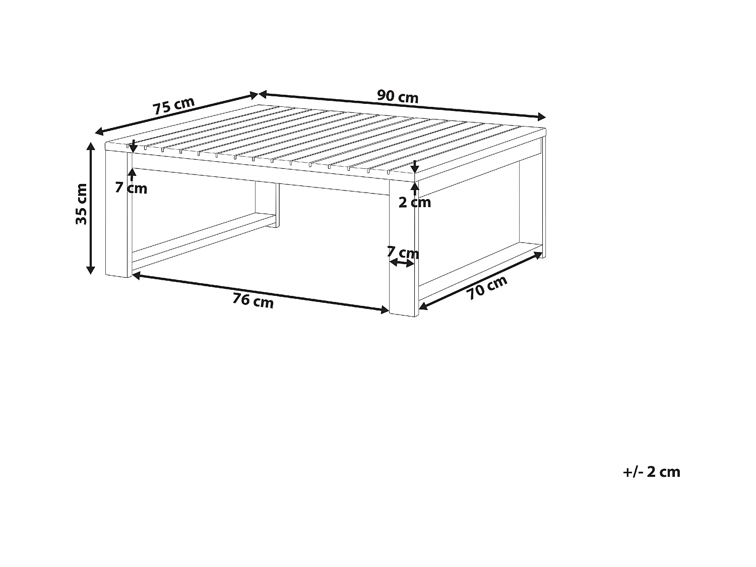 Garten Beistelltisch Zertifiziertes Akazienholz heller Holzfarbton rechteckig 90x75 cm Timor II