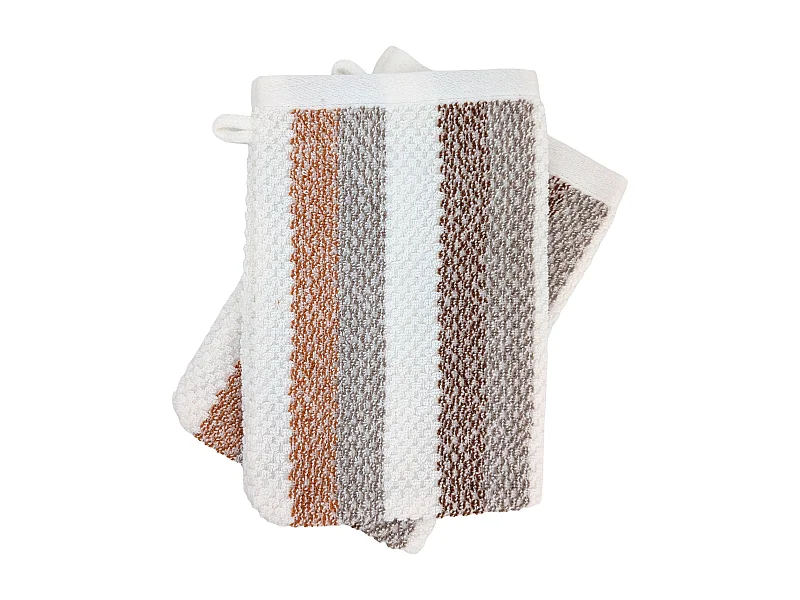 Lot de 2 gants de toilette 16x21 cm coton collection VISTA blanc jaune