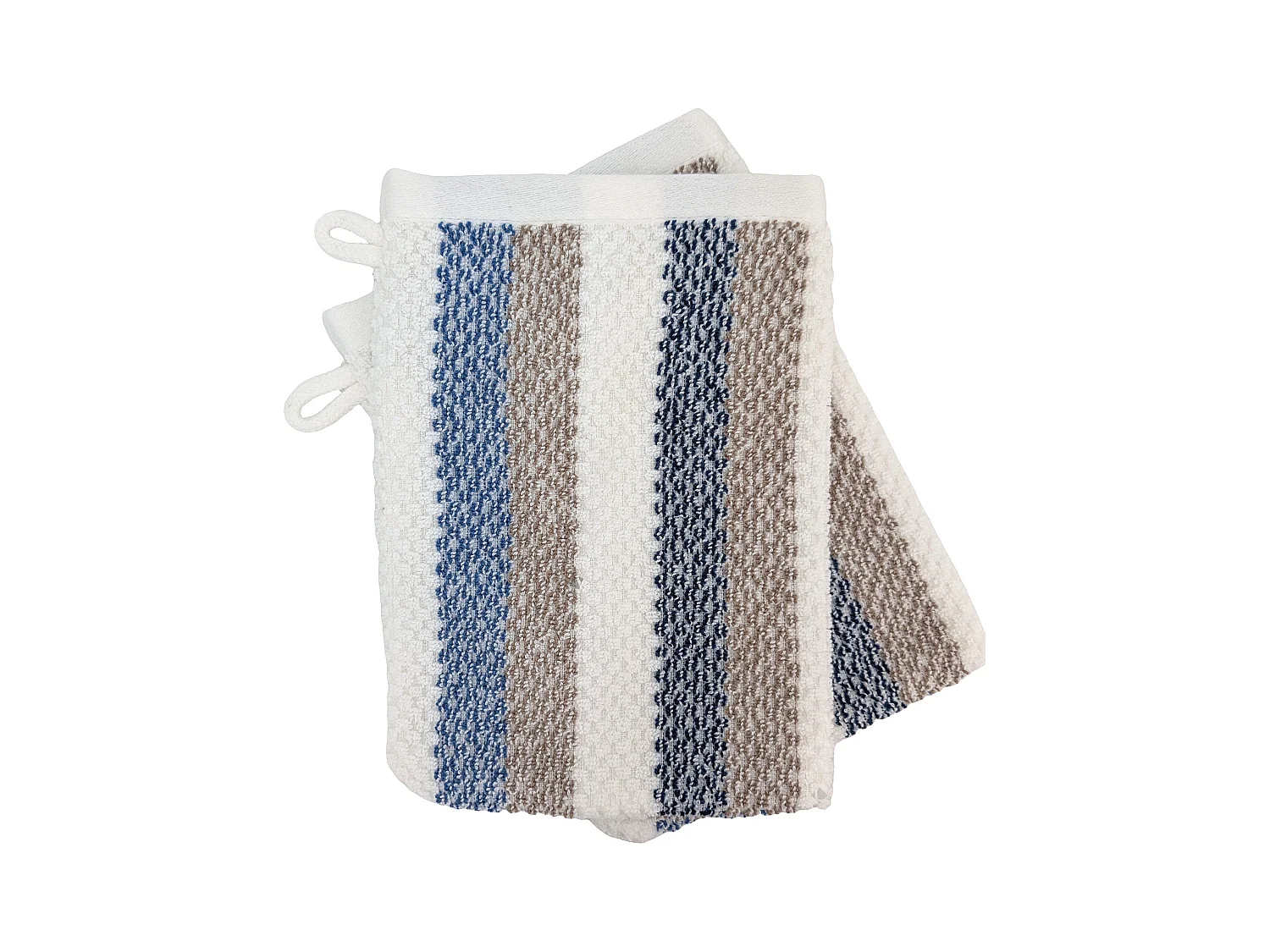 Lot de 2 gants de toilette 16x21 cm coton collection VISTA blanc bleu