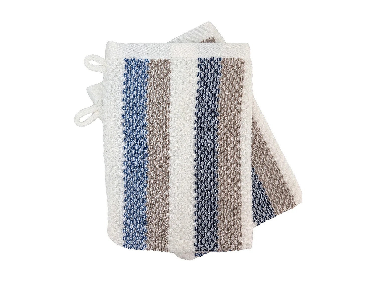 Lot de 2 gants de toilette 16x21 cm coton collection VISTA blanc bleu