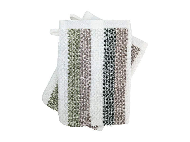 Lot de 2 gants de toilette 16x21 cm coton collection VISTA blanc vert