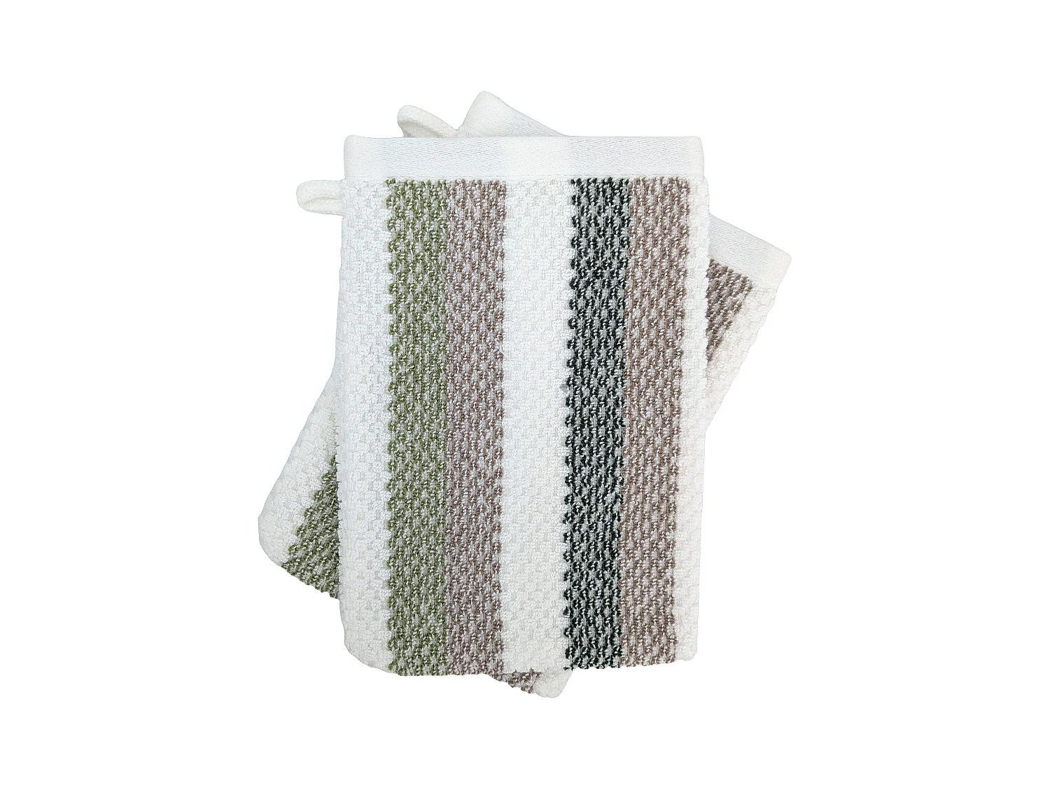 Lot de 2 gants de toilette 16x21 cm coton collection VISTA blanc vert