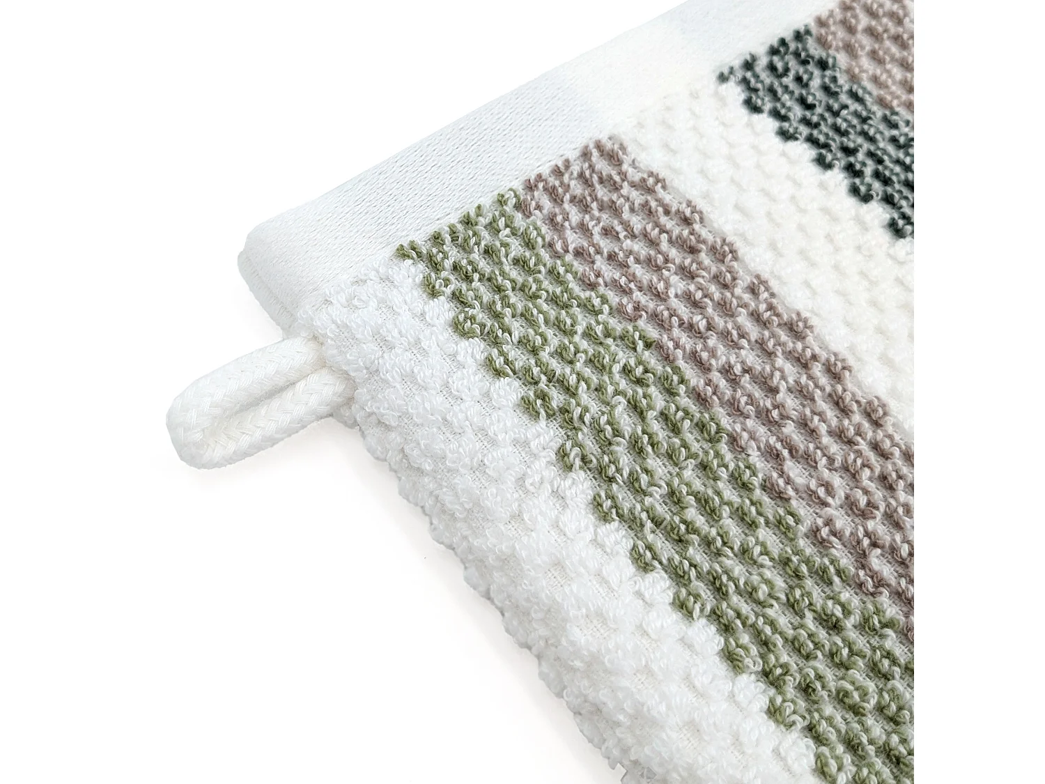 Lot de 2 gants de toilette 16x21 cm coton collection VISTA blanc vert