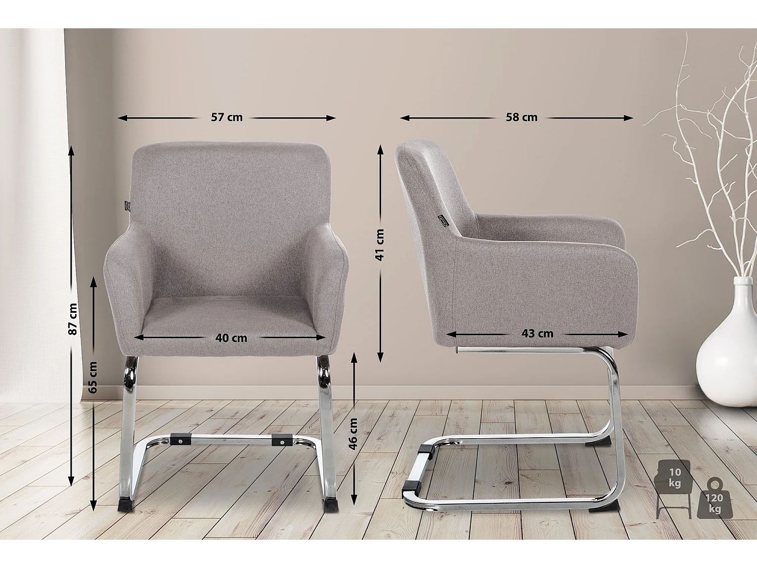 chaises oscillantes - Tissu - Gris clair - Puka