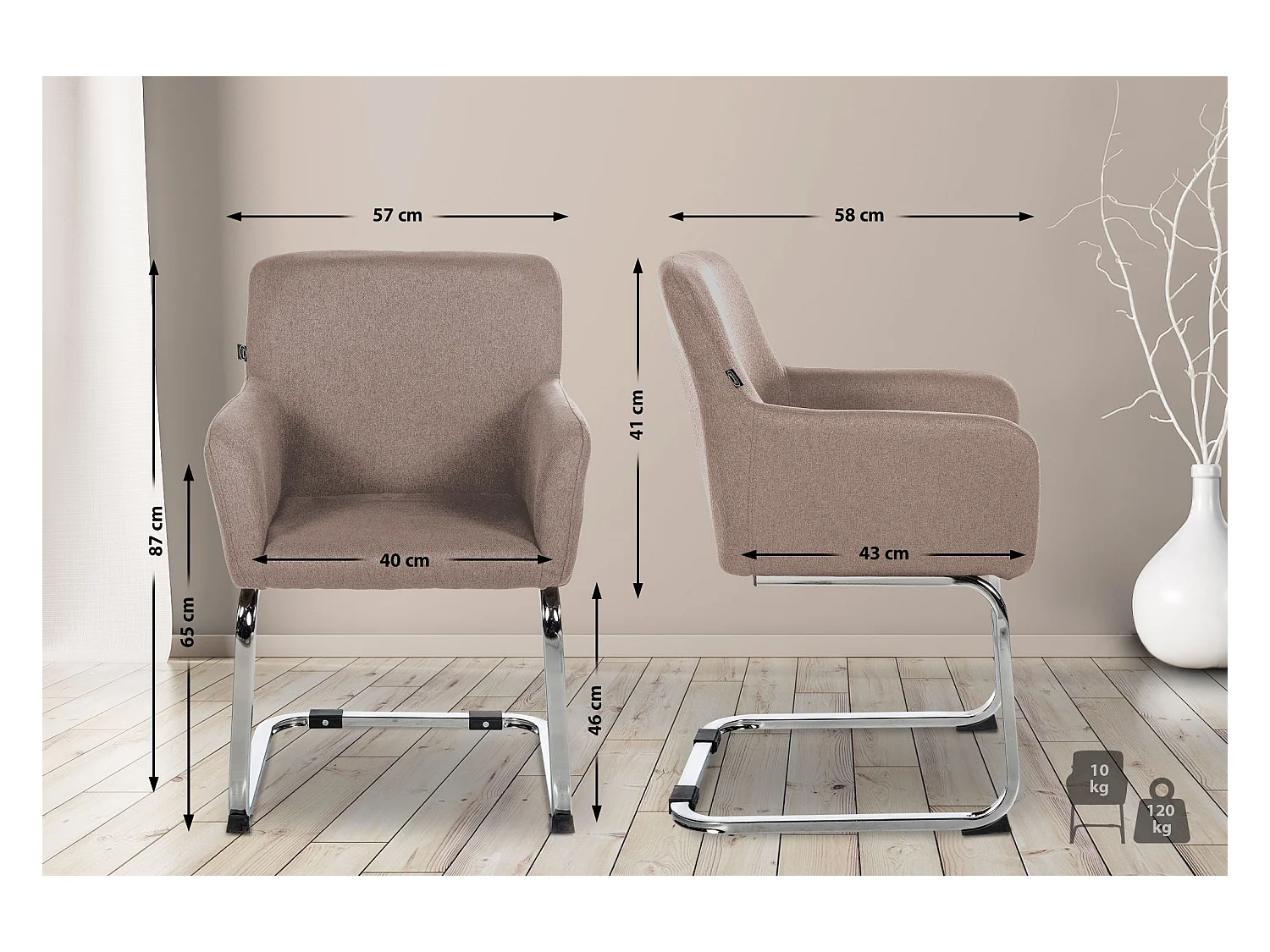 chaises oscillantes - Tissu - Taupe - Puka