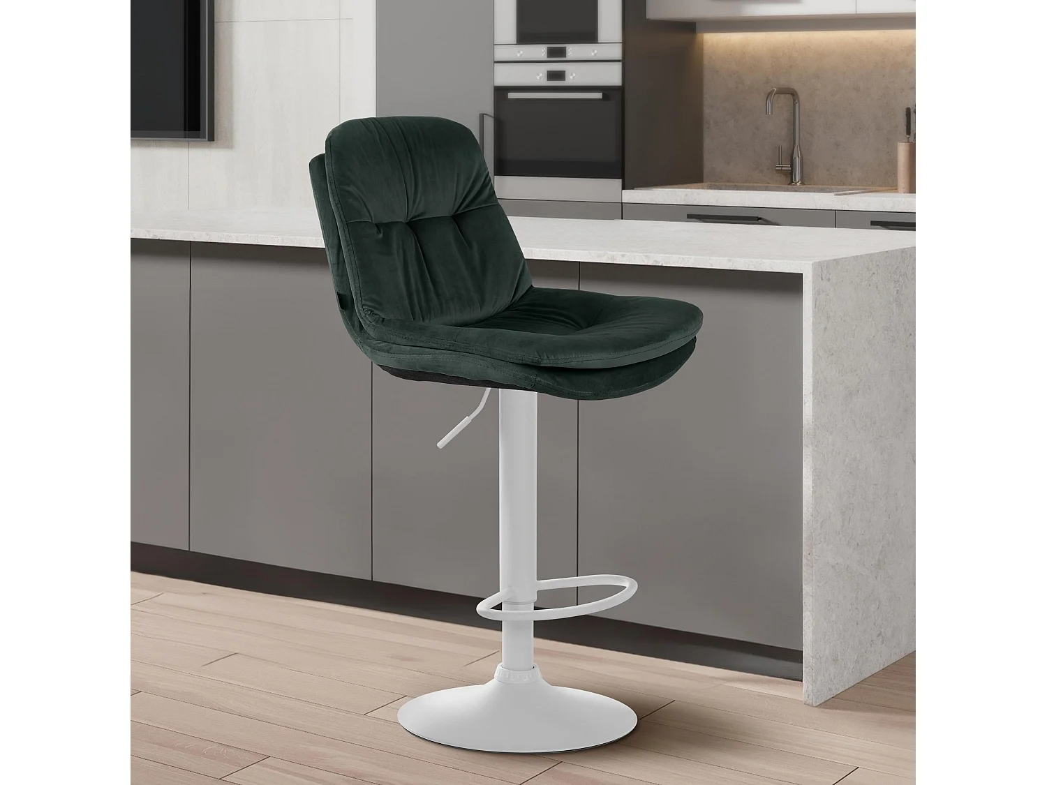 Tabouret de bar - Velours - Vert foncé - Laurel