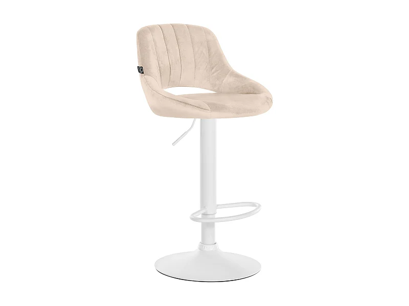 Tabouret de bar - Velours & Blanc - Crème - Milet