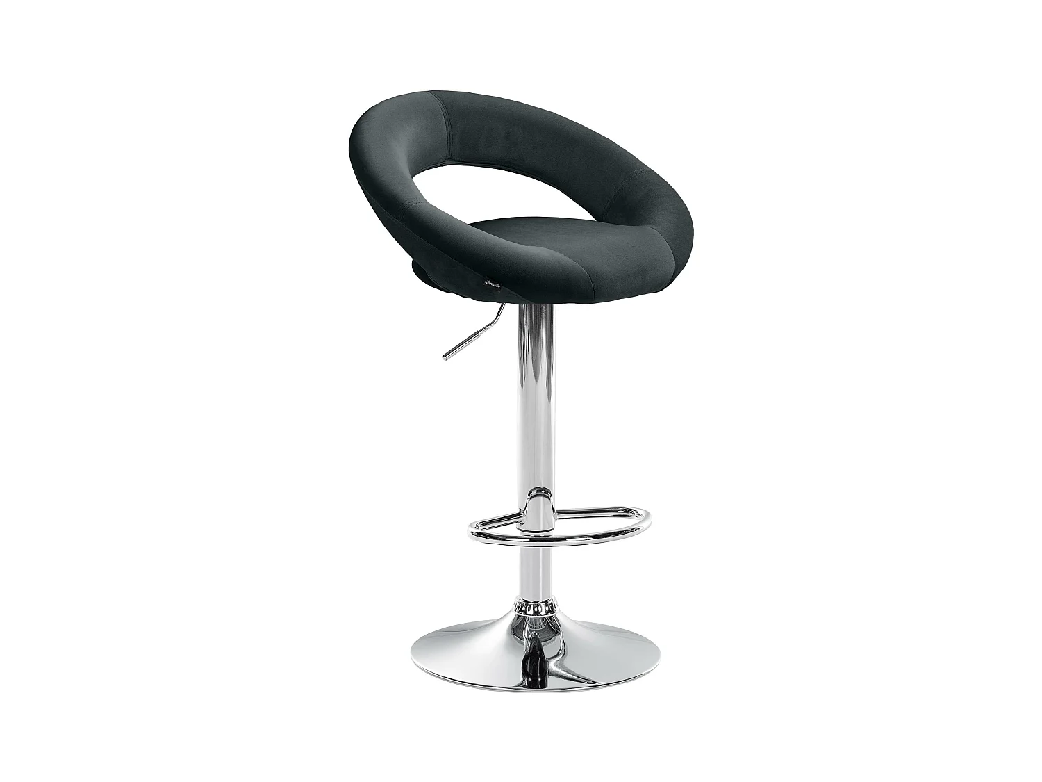 Tabouret de bar - Velours & Chrome - Noir - Olinda