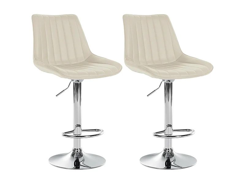 Lot de 2  Tabouret de bar - Similicuir - Crème - Toni