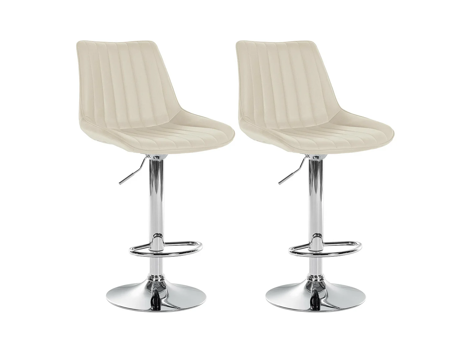 Lot de 2  Tabouret de bar - Similicuir - Crème - Toni