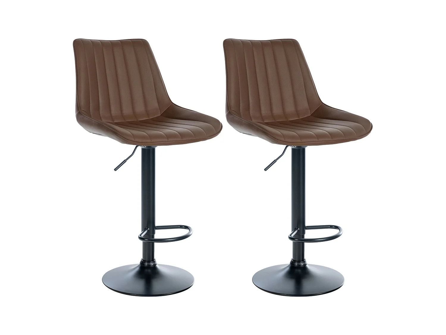 Lot de 2  Tabouret de bar - Similicuir - Marron - Toni