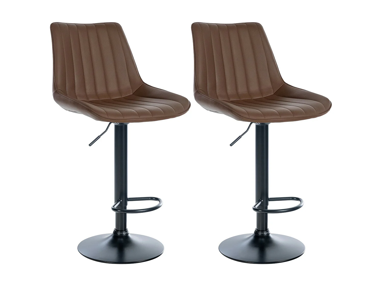 Lot de 2  Tabouret de bar - Similicuir - Marron - Toni