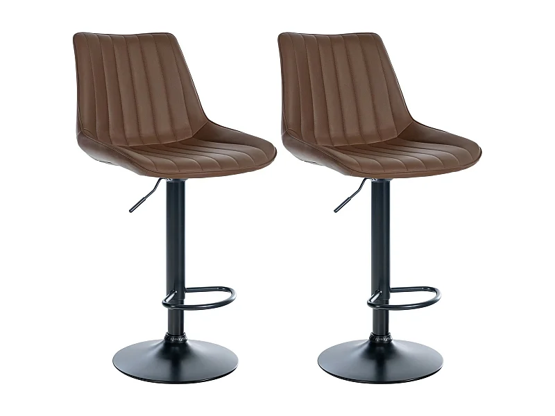 Lot de 2  Tabouret de bar - Similicuir - Marron - Toni