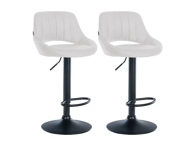 Lot de 2  Tabouret de bar - Similicuir - Blanc - Milet