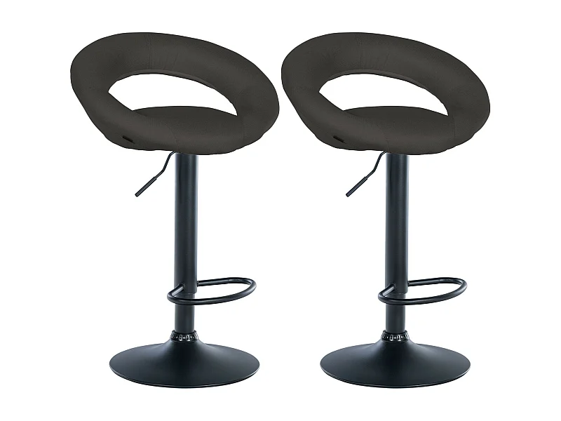 Lot de 2  Tabouret de bar - Tissu & Noir - Gris foncé - Olinda