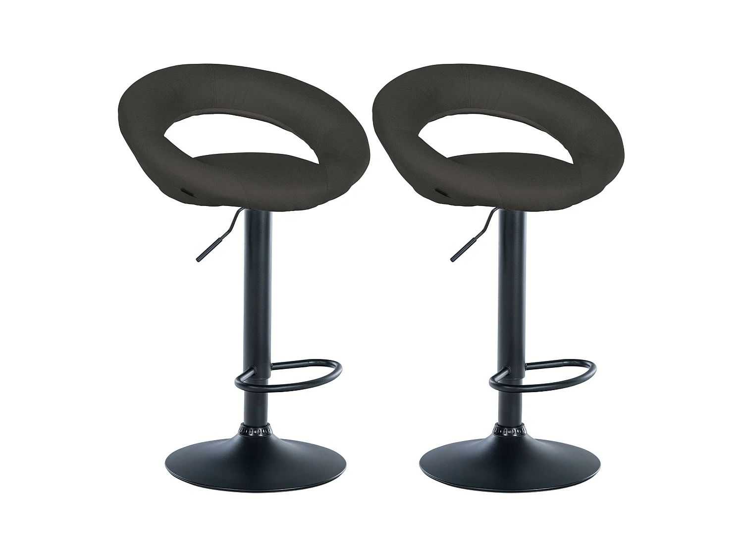Lot de 2  Tabouret de bar - Tissu & Noir - Gris foncé - Olinda