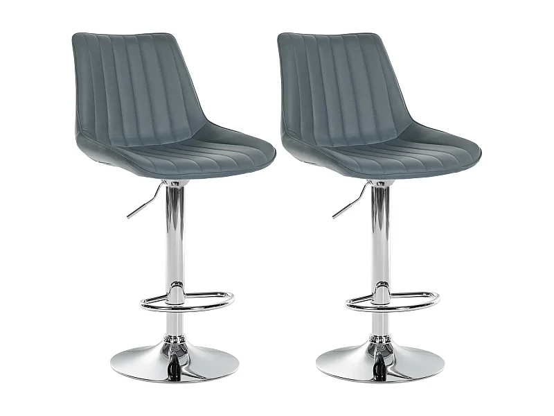 Lot de 2  Tabouret de bar - Similicuir - Gris - Toni