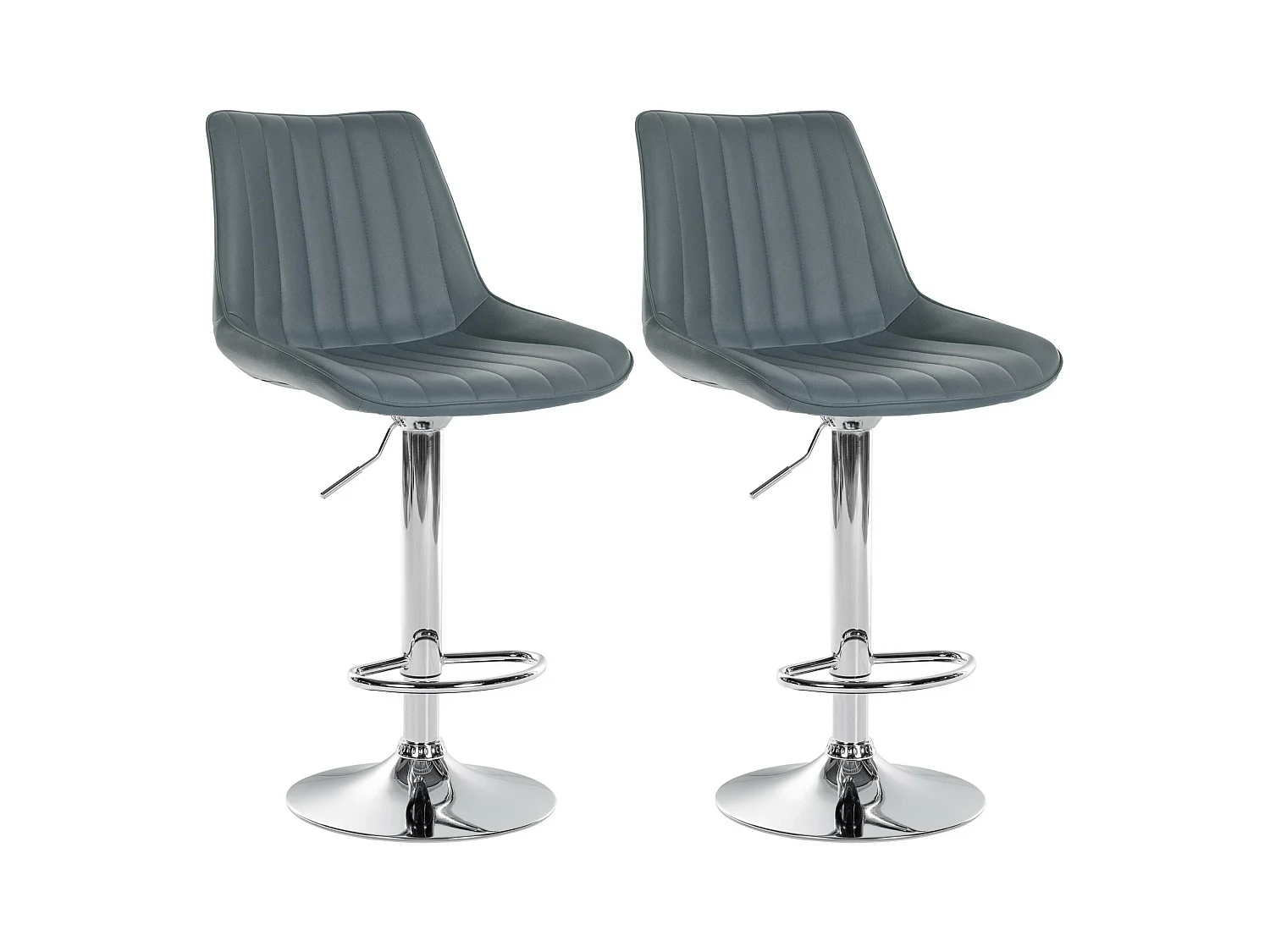 Lot de 2  Tabouret de bar - Similicuir - Gris - Toni