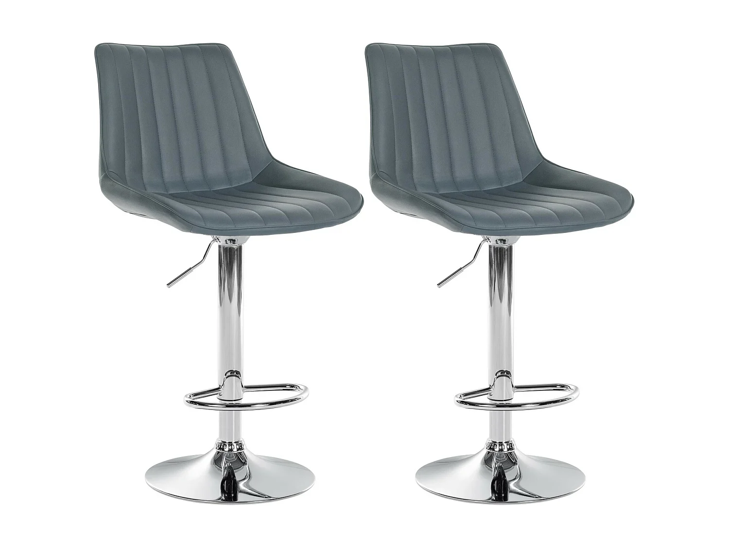 Lot de 2  Tabouret de bar - Similicuir - Gris - Toni