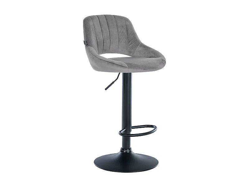 Tabouret de bar - Velours & Noir - Gris foncé - Milet